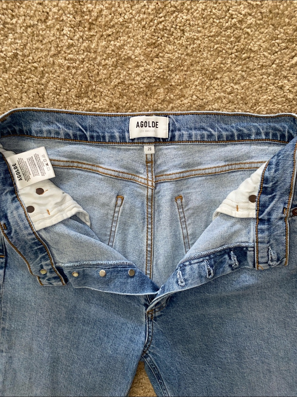 Agolde Light Blue Button-Fly Denim Jeans